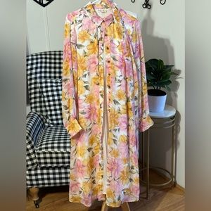 Indigo Rose Floral Dress with Belt Size Large